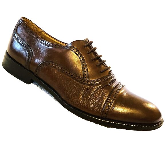 Mezlan Florence Cap Toe Oxford Shoes Pebbled Leather Burgundy 8 Men Preppy Money - Picture 1 of 16